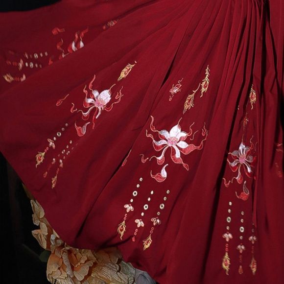 Fiery Phoenix Embroidered Gown Set | Women Traditional Prom Dress Coat #215 - Picture 4 of 5